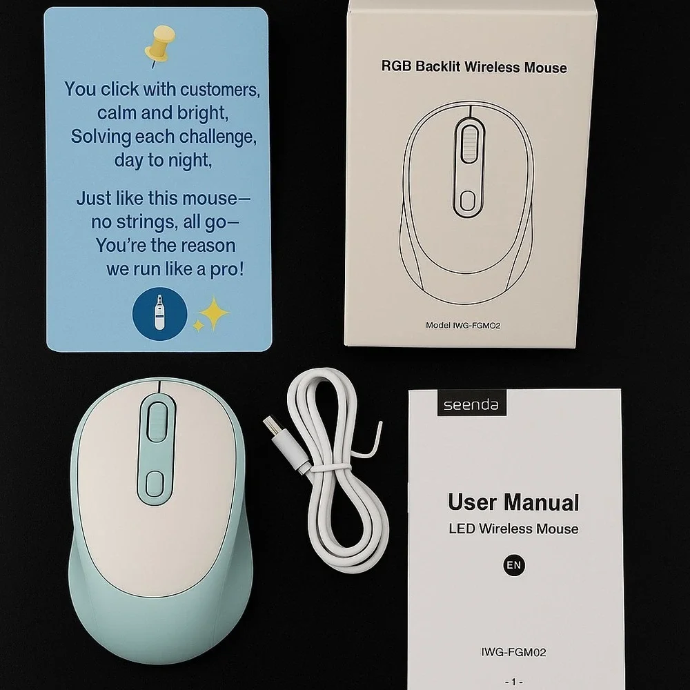 EMPLOYEE APPRECIATION GIFT- BULK Of 10‎ Seenda Mint Green LED Wireless Mouse